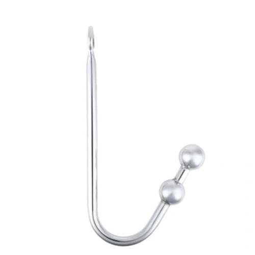 4417 Stainless Anal Hook Steel Two Balls Pleasurable 0809